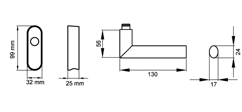 Technische Zeichnung [EF374 EAR 83] Karcher Fenstergriff "Verona" (Kosmos Schwarz, verschließbar)