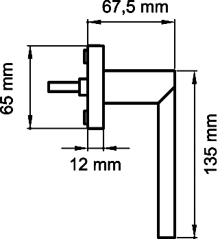 Technische Zeichnung [EF514 71] Karcher Fenstergriff "London" - Oberfläche: Edelstahl matt, Fensterfunktion: Drehkipp (Drehkipp)