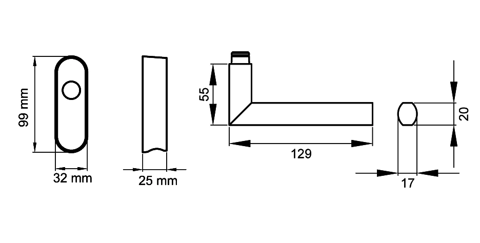 Technische Zeichnung [EF434 EAR 73] Karcher Fenstergriff "Porto" (verschließbar)