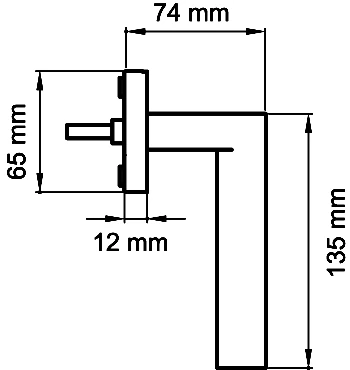Technische Zeichnung [EF454 71] Karcher Fenstergriff "Madeira" - Oberfläche: Edelstahl matt, Fensterfunktion: Drehkipp (Edelstahl matt, Drehkipp)