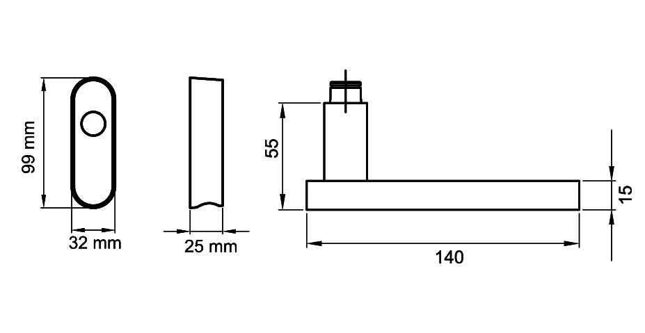 Technische Zeichnung [EF524 EAR 71] Karcher Fenstergriff "Milano" (verschließbar)