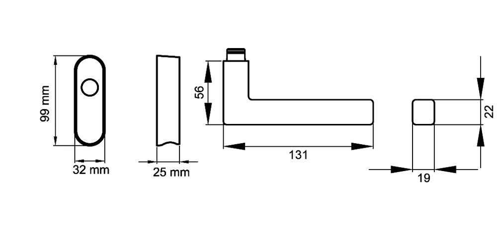 Technische Zeichnung [EF464 EAR 71] Karcher Fenstergriff "Seattle" (verschließbar)