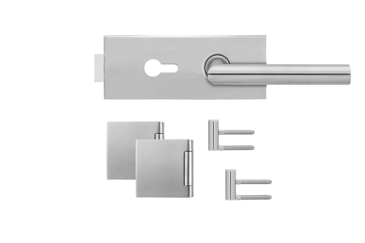 Karcher Glastürschloss mit Griffpaar "Essence" EGS28 360Q - Oberfläche: Edelstahl matt, Verriegelung: Profilzylinder