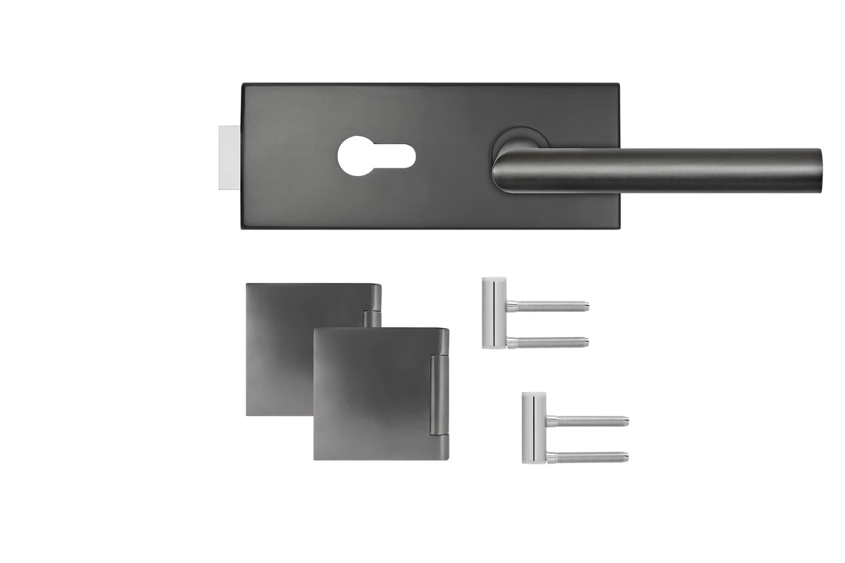 Karcher Glastürschloss mit Griffpaar "Essence" EGS28 360Q - Oberfläche: Titan Grau, Verriegelung: Profilzylinder
