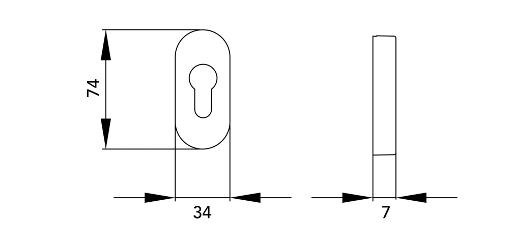 Technische Zeichnung [EZ148 PZ 71] Karcher Rahmenrosette EZ148 - Oberfläche: Edelstahl matt, Verriegelung: Profilzylinder