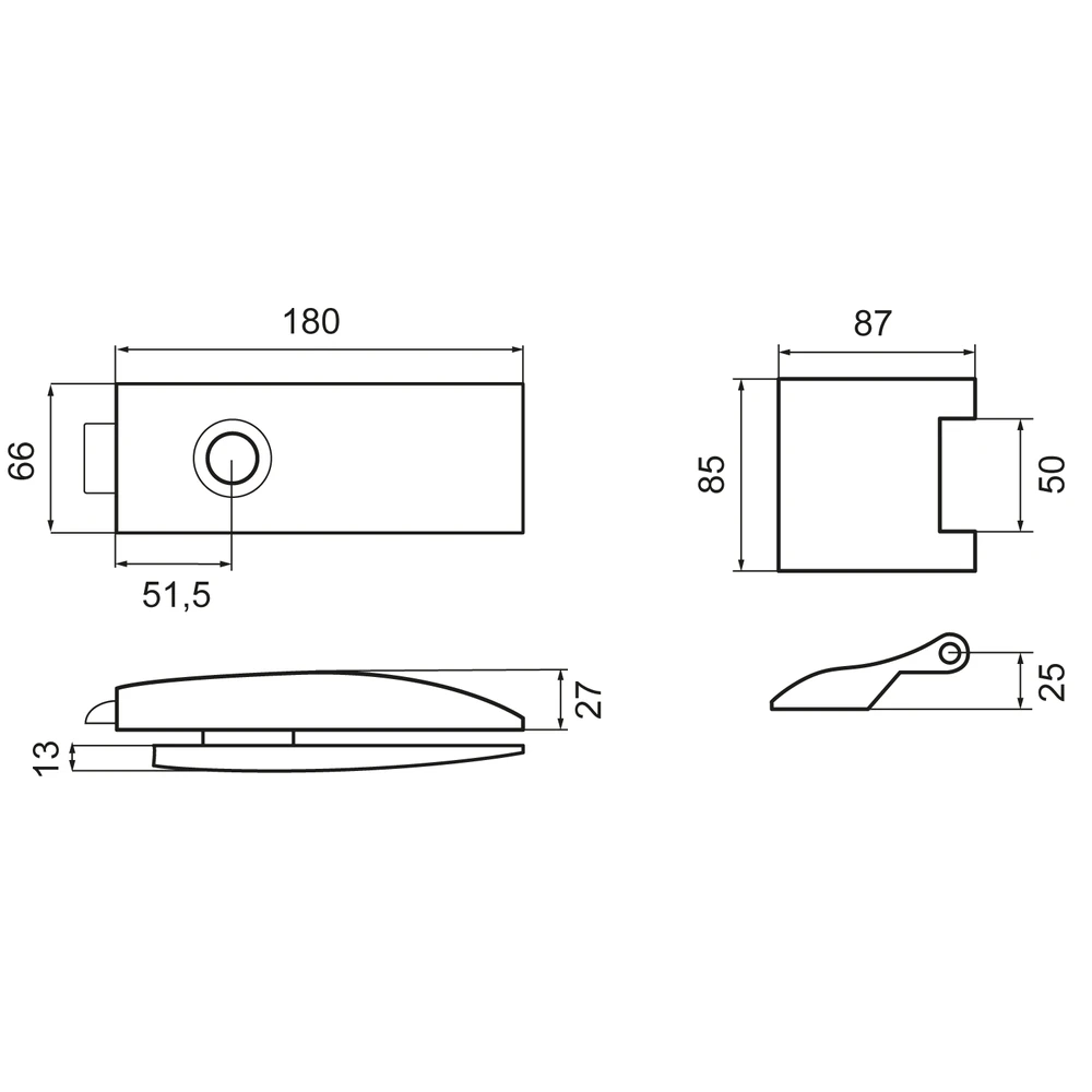 Technische Zeichnung [EGS28 350A PZ 71] Karcher Glastürschloss mit Griffpaar "Air" EGS28 350A (Profilzylinder)
