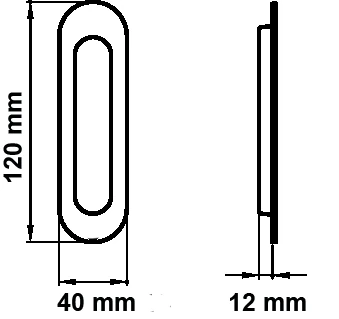 Technische Zeichnung [EZ1602 71] Karcher Schiebetür-Fingermuschel "EZ1602" oval - Oberfläche: Edelstahl matt, Verriegelung: Ungelocht (Edelstahl matt)