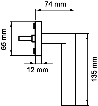 Technische Zeichnung [EF454Q 83] Karcher Fenstergriff "Madeira" (eckig) (Kosmos Schwarz, Drehkipp)