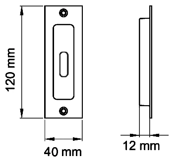 Technische Zeichnung [EZ1703Q BB 71] Karcher Schiebetür-Fingermuschel "EZ1703Q" rechteckig - Oberfläche: Edelstahl matt, Verriegelung: Buntbart (Buntbart)