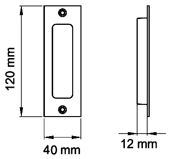 Technische Zeichnung [EZ1703Q 71] Karcher Schiebetür-Fingermuschel "EZ1703Q" rechteckig (Ungelocht)