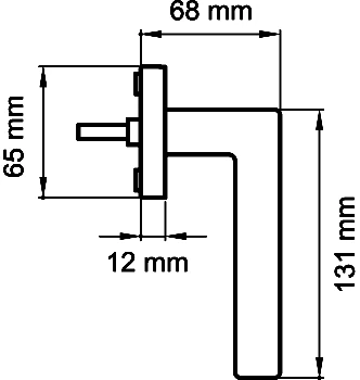 Technische Zeichnung [EF464Q 88] Karcher Fenstergriff "Seattle" (eckig) (Messing matt, Drehkipp)