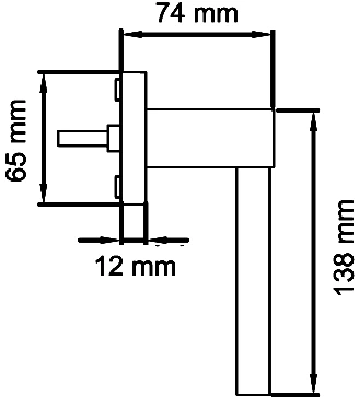Technische Zeichnung [EF474Q 71] Karcher Fenstergriff "Portland" (eckig) - Oberfläche: Edelstahl matt, Fensterfunktion: Drehkipp (Drehkipp)