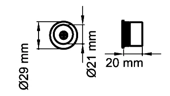 Technische Zeichnung [EZ1705 71] Karcher Schiebetür-Fingermuschel "EZ1705" rund (Edelstahl matt)