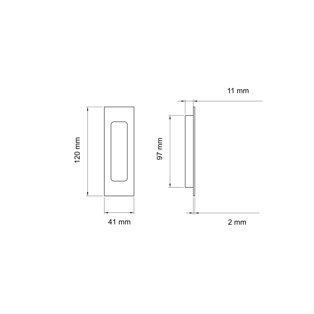 Technische Zeichnung [EZ1720Q 89] Karcher Schiebetür-Fingermuschel "EZ1720Q" rechteckig (Titan Grau)