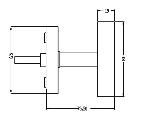 Technische Zeichnung [EFT464Q 71] Karcher Fenstergriff "Seattle" (eckig, T-Form) (Edelstahl matt)