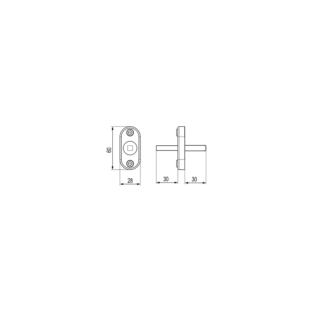Technische Zeichnung [Z1041M 30] Karcher Hohlstift (Edelstahl) - Länge: 30 mm Vierkant (4-fach Rasterung) (30 mm Vierkant (4-fach Rasterung))