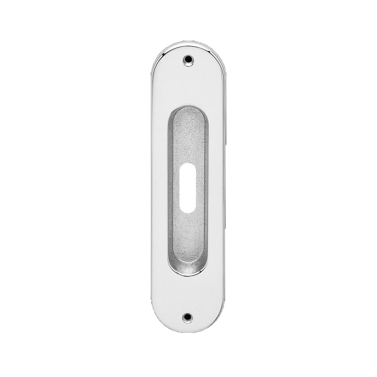[Z1702 BB 50] Karcher Schiebetür-Fingermuschel "Z1702" oval - Oberfläche: Chrom, Verriegelung: Buntbart (Chrom, Buntbart)