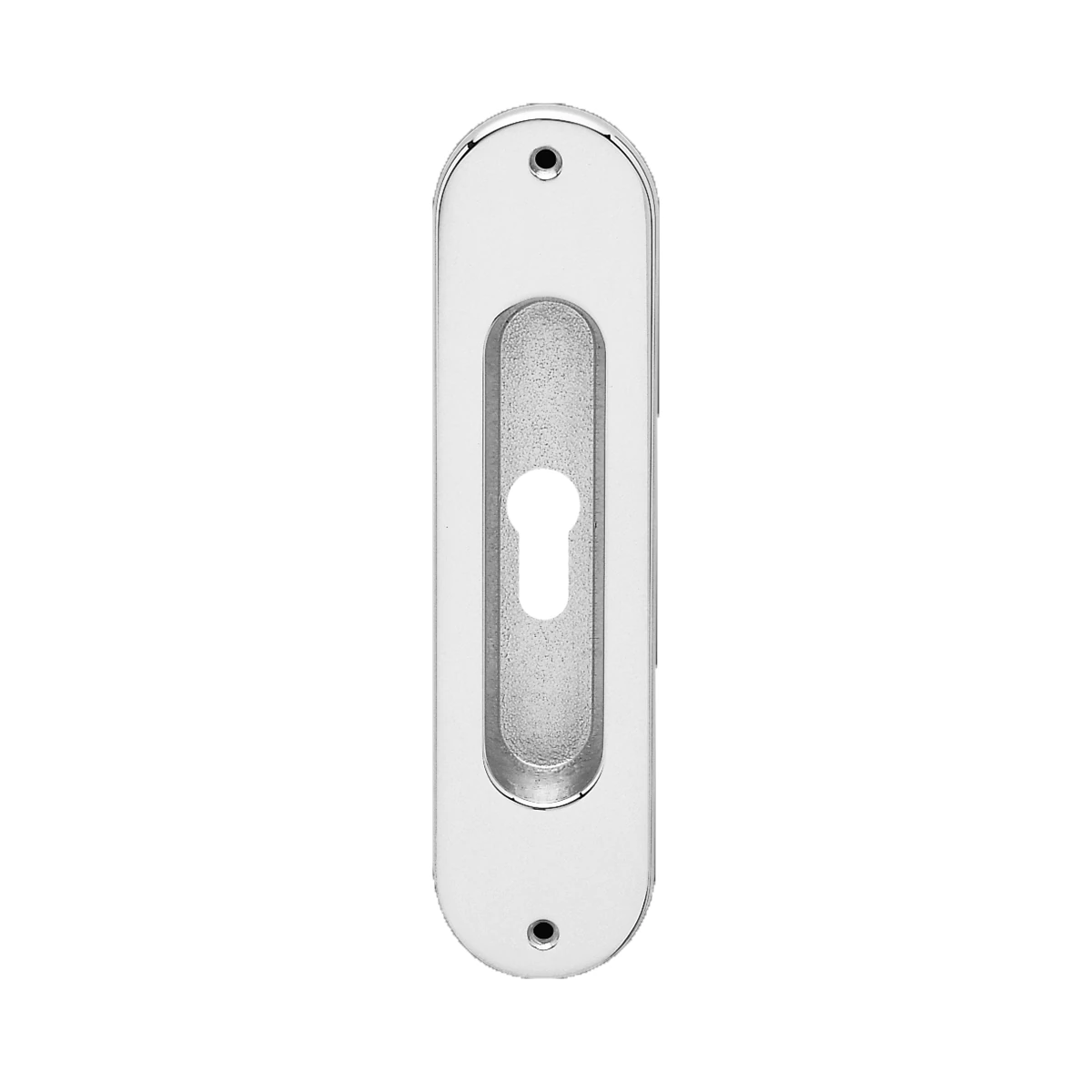 [Z1702 PZ 50] Karcher Schiebetür-Fingermuschel "Z1702" oval (Chrom, Profilzylinder)
