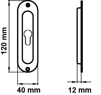 Technische Zeichnung [Z1702 PZ 50] Karcher Schiebetür-Fingermuschel "Z1702" oval (Chrom, Profilzylinder)
