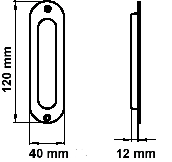 Technische Zeichnung [Z1702 50] Karcher Schiebetür-Fingermuschel "Z1702" oval (Chrom, Ungelocht)