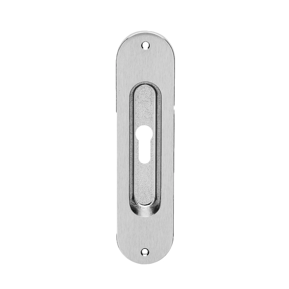 [Z1702 PZ 55] Karcher Schiebetür-Fingermuschel "Z1702" oval (Chrommatt, Profilzylinder)