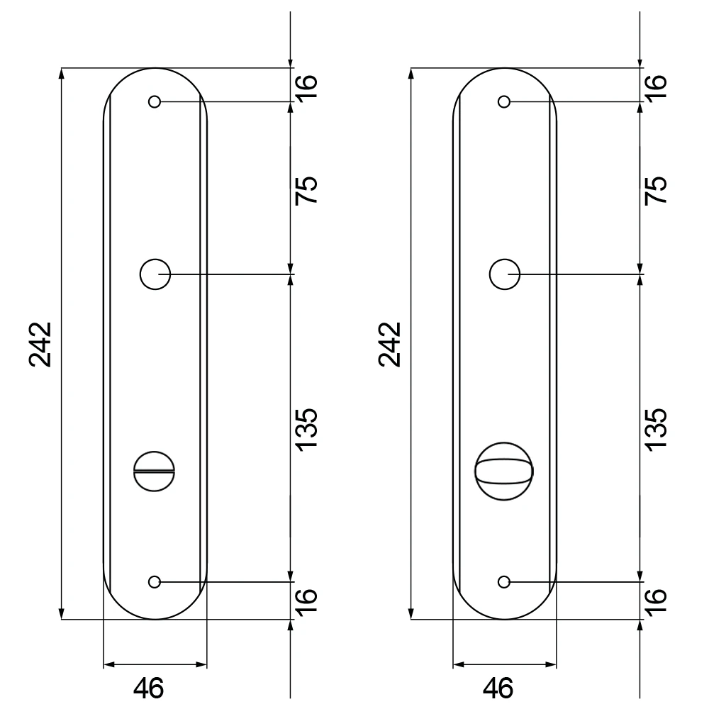 Technische Zeichnung [RL BAD78 60] Karcher Renovierungslangschild-Garnitur "RL" (Nickelmatt, Bad (Lochabstand 78 mm))