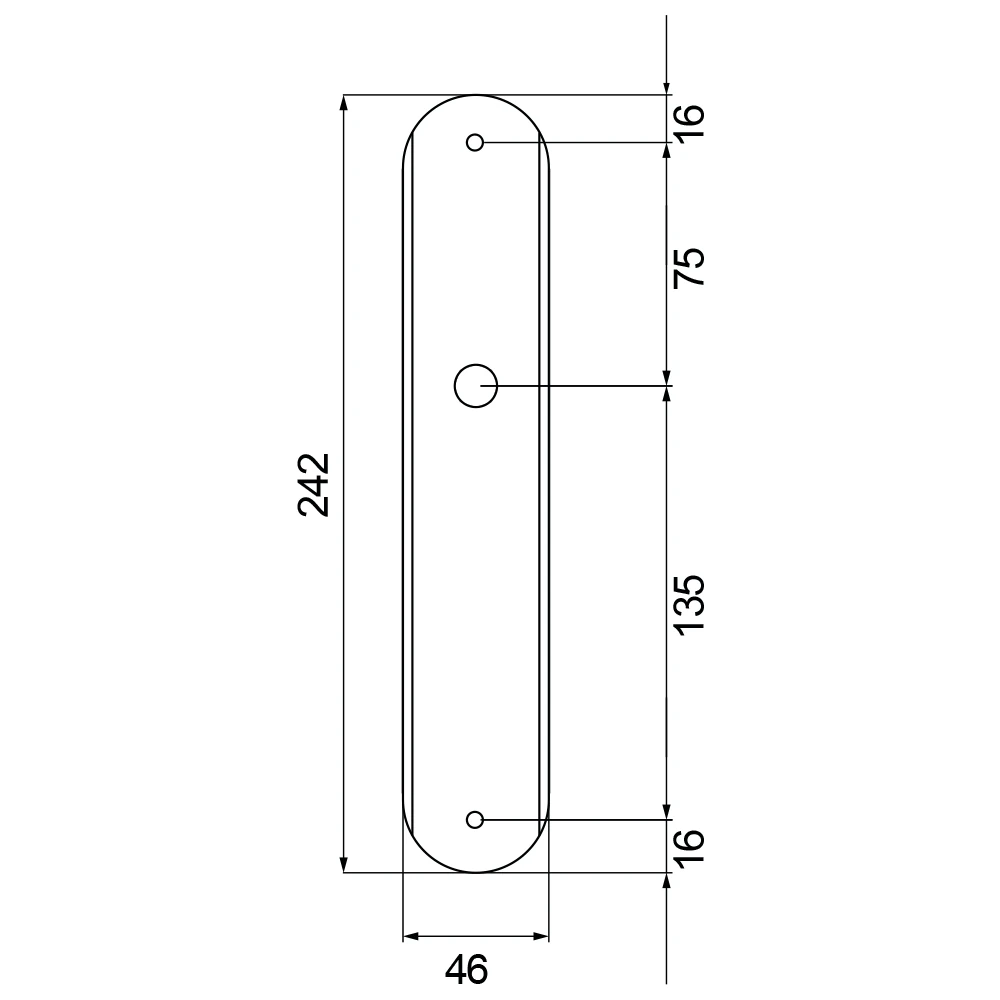 Technische Zeichnung [RL UN 65] Karcher Renovierungslangschild-Garnitur "RL" (Chrom / Edelstahl matt, Ungelocht)