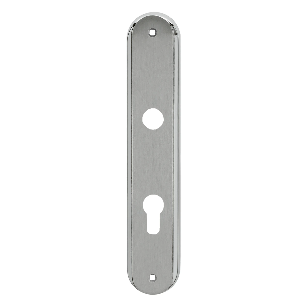 Karcher Renovierungslangschild-Garnitur "RL" - Oberfläche: Chrom / Edelstahl matt, Verriegelung: Profilzylinder (Lochabstand 72 mm)
