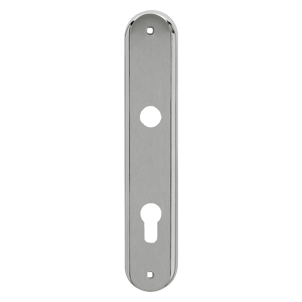 Karcher Renovierungslangschild-Garnitur "RL" - Oberfläche: Chrom / Edelstahl matt, Verriegelung: Profilzylinder (Lochabstand 92 mm)
