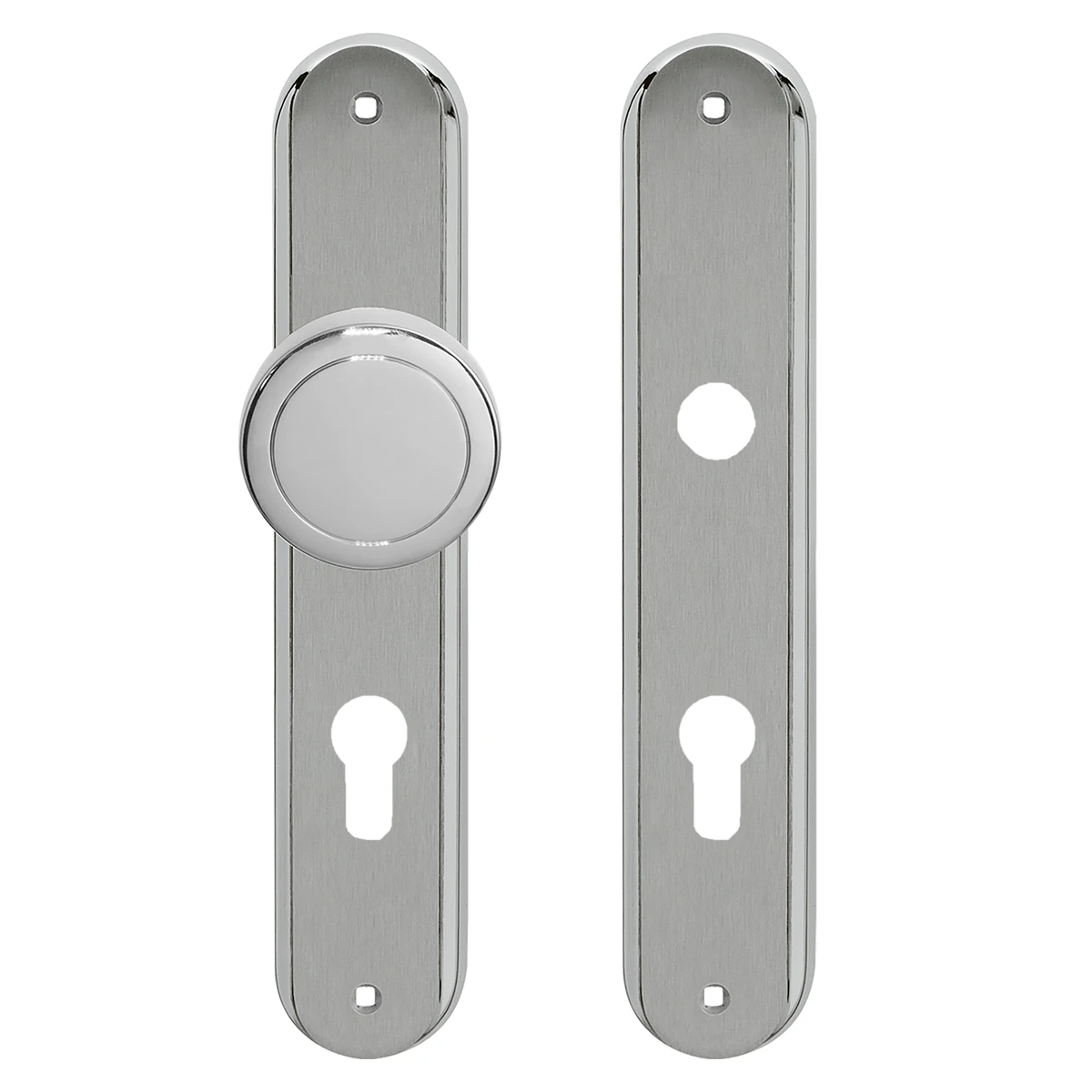 Karcher Renovierungslangschild-Garnitur "RL" - Oberfläche: Chrom / Edelstahl matt, Verriegelung: Wechselgarnitur (Lochabstand 72 mm)