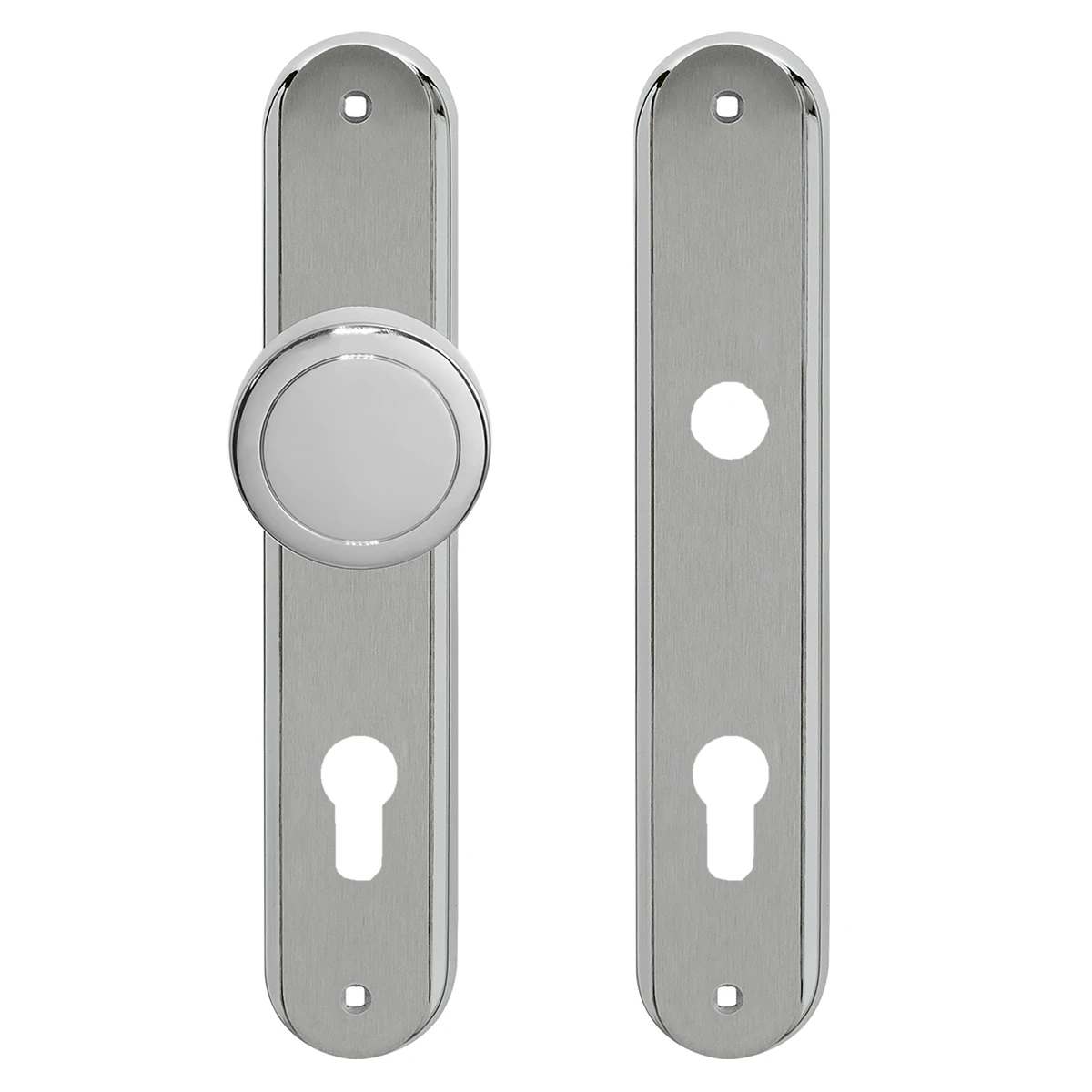 Karcher Renovierungslangschild-Garnitur "RL" - Oberfläche: Chrom / Edelstahl matt, Verriegelung: Wechselgarnitur (Lochabstand 92 mm)