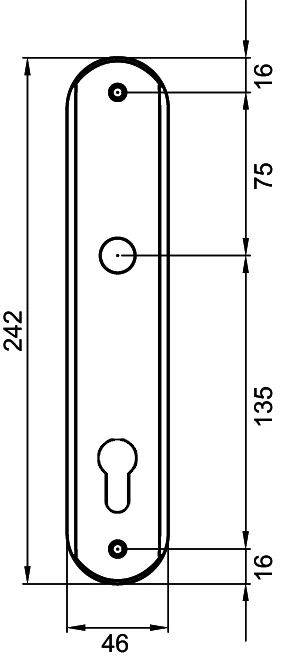 Technische Zeichnung [DRL PZ88 65] Karcher Renovierungslangschild-Garnitur "DRL" (Chrom / Edelstahl matt, Profilzylinder (Lochabstand 88 mm))