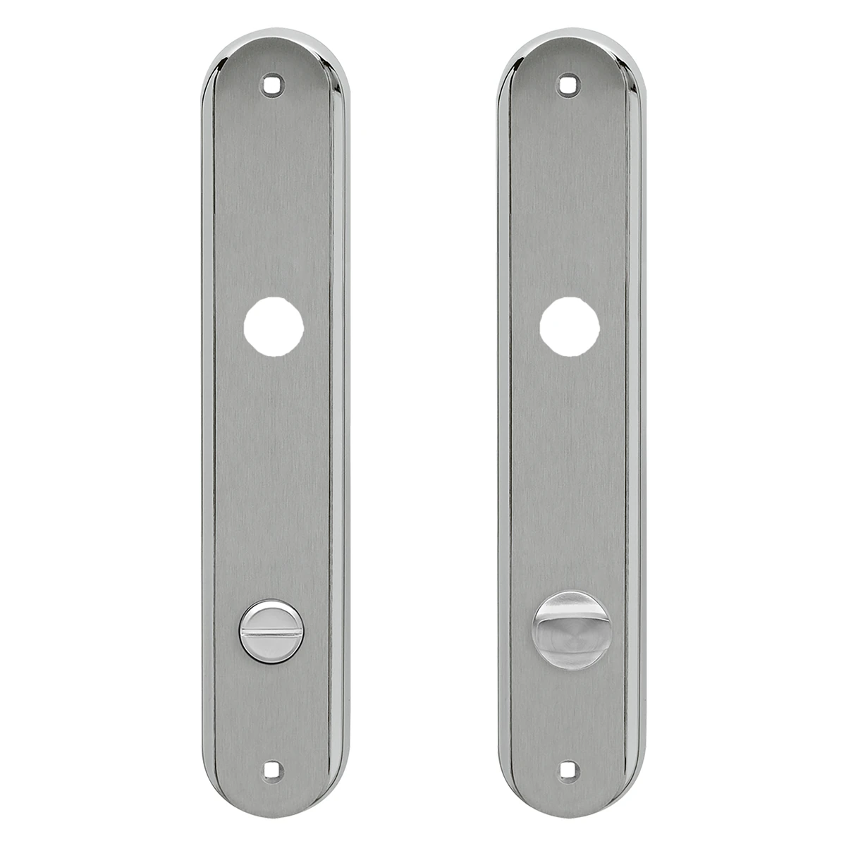 Karcher Renovierungslangschild-Garnitur "DRL" - Oberfläche: Chrom / Edelstahl matt, Verriegelung: Bad (Lochabstand 90 mm)