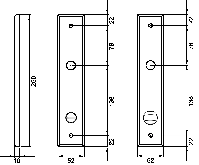 Technische Zeichnung [DRLE BAD90 71] Karcher Renovierungslangschild-Garnitur "DRLE" (Bad (Lochabstand 90 mm))