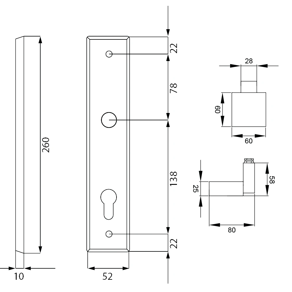 Technische Zeichnung [DRLE WG88 71] Karcher Renovierungslangschild-Garnitur "DRLE" (Wechselgarnitur (Lochabstand 88 mm))