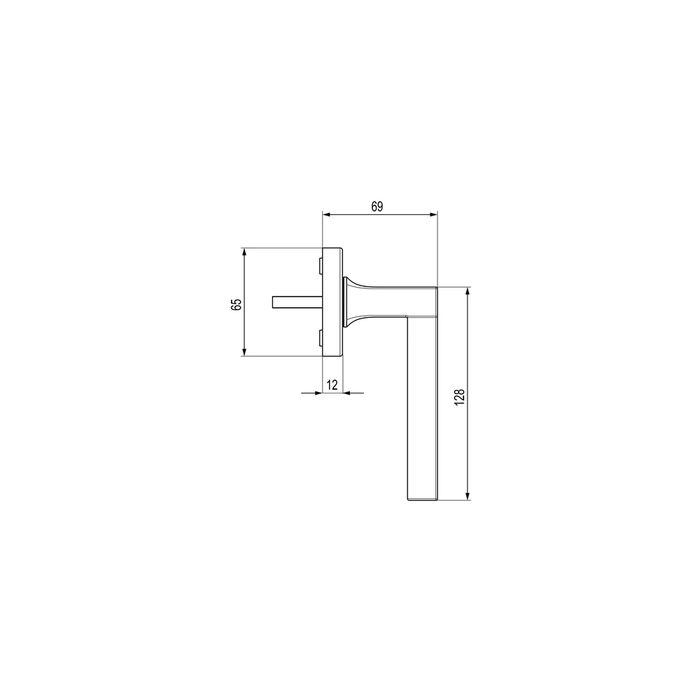 Technische Zeichnung [EF574R 71] Karcher Fenstergriff "Soho" (DIN rechts)