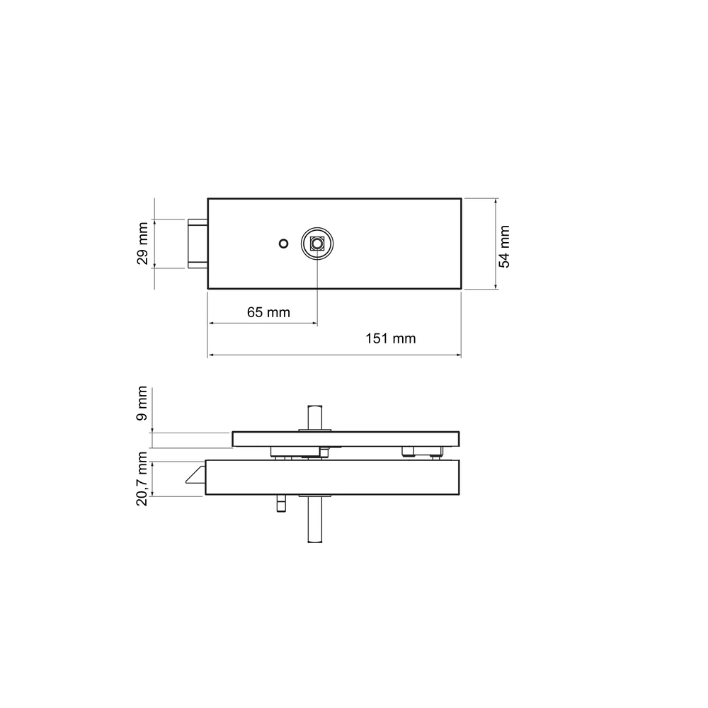 Technische Zeichnung [EGS 210QR S9 71] Karcher Glastürschloss "Edge" EGS210Q Privacy (DIN links/rechts) (Edelstahl matt, DIN rechts)