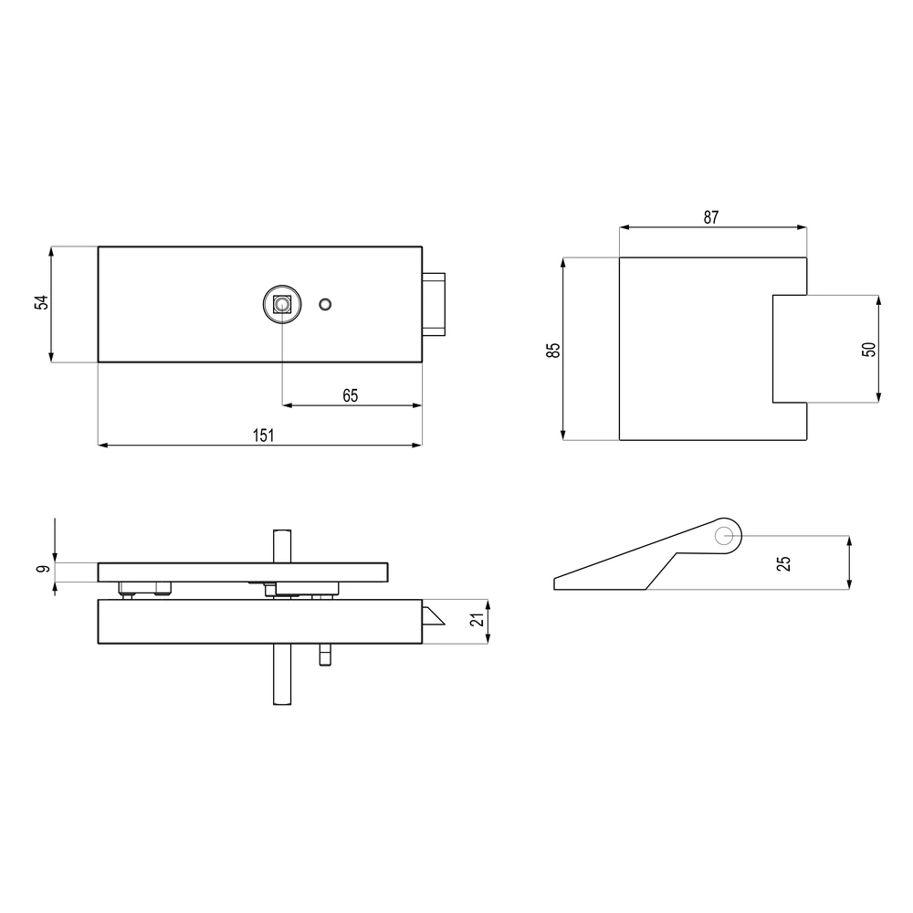 Technische Zeichnung [EGS 660QL S9 71] Karcher Glastürschloss "Edge" EGS660Q Privacy (DIN links/rechts) (Edelstahl matt, DIN links)