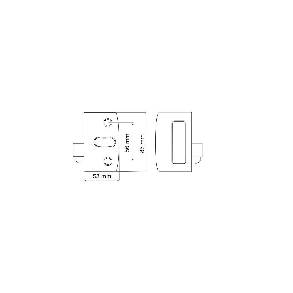 Technische Zeichnung [EGS GV 60] Karcher Glasschiebetürschloss "Wintergarten" EGS GV (Nickelmatt, Drehknauf (verschließbar))