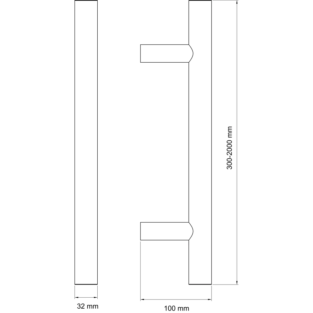 Technische Zeichnung [ES3 600 71] Karcher Stoßgriff ES3 (Edelstahl) (Edelstahl matt, 600 mm)