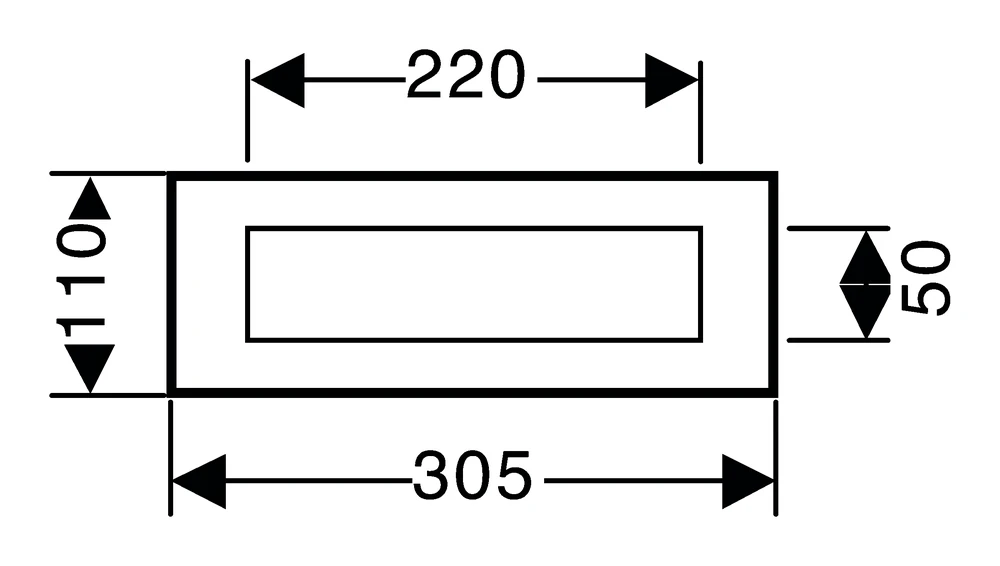Technische Zeichnung [EBK1 71] Karcher Briefklappe (Edelstahl)