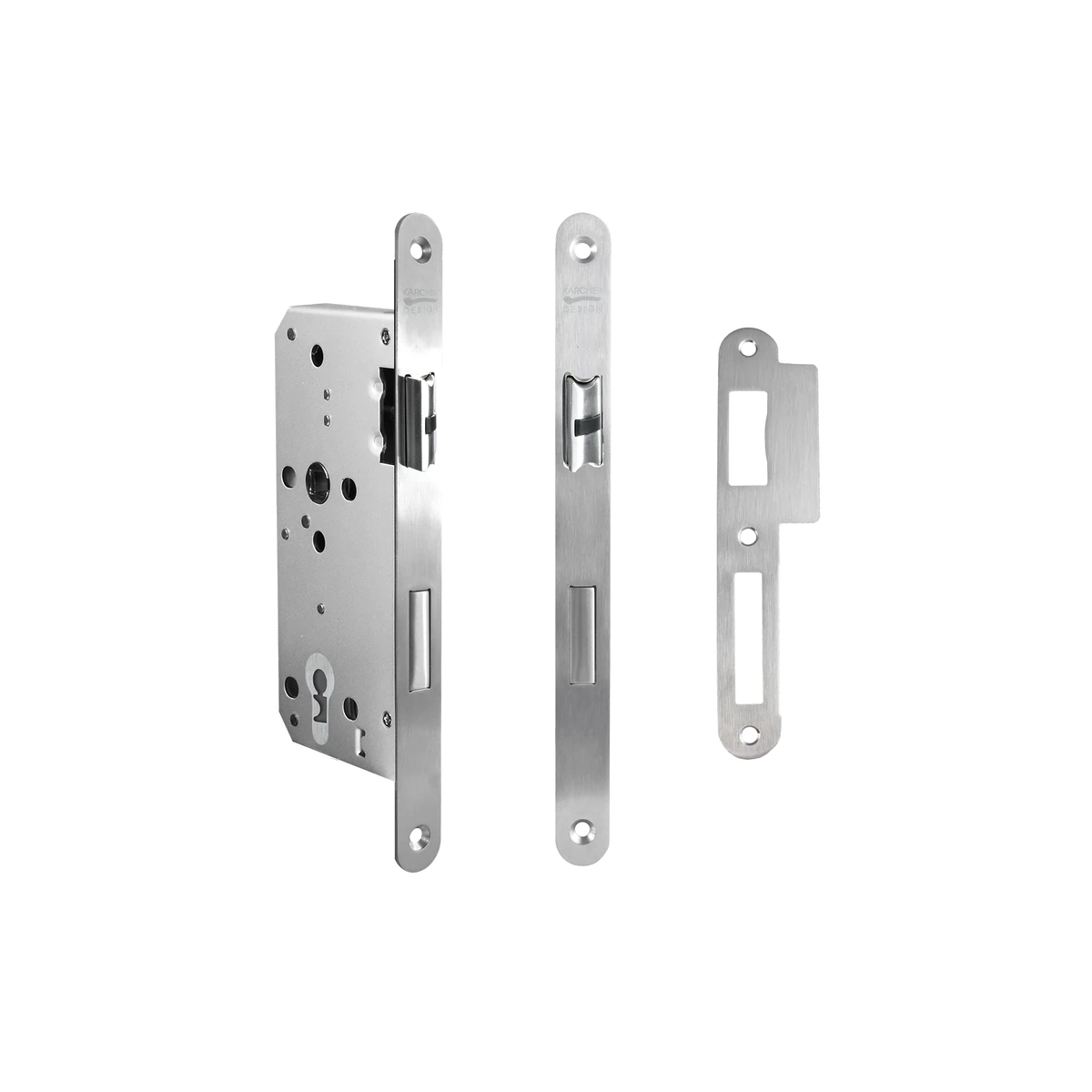[S10 EUMO BB 71] Karcher Einsteckschloss mit Flüsterfalle (Edelstahl matt, Buntbart)