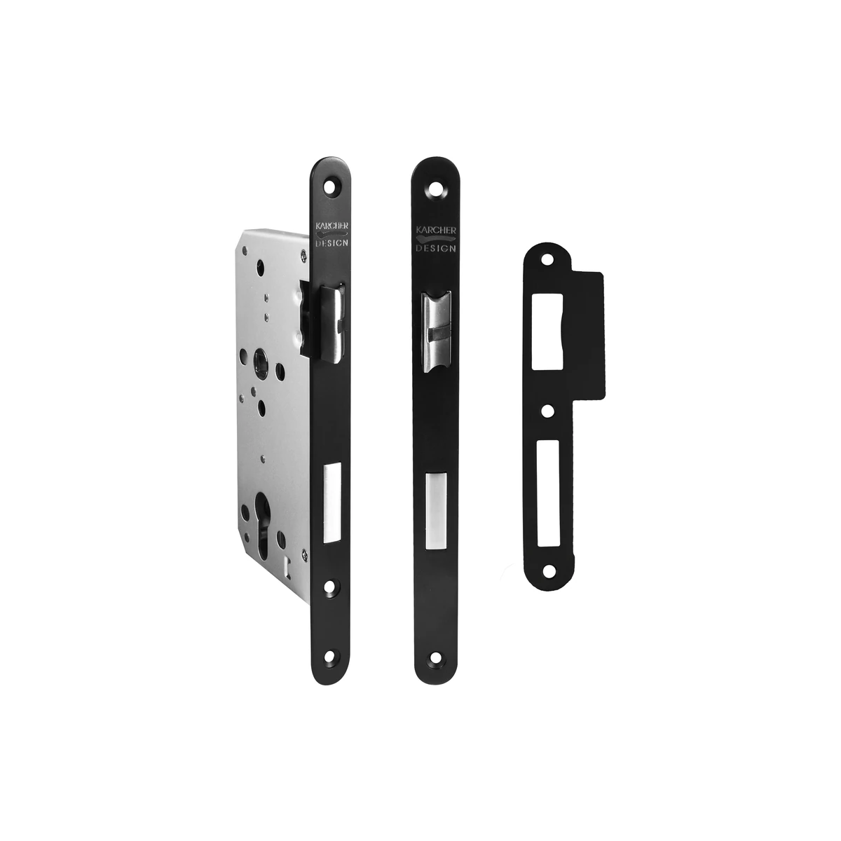 [S10 EUMO PZ 83] Karcher Einsteckschloss mit Flüsterfalle (Kosmos Schwarz, Profilzylinder)