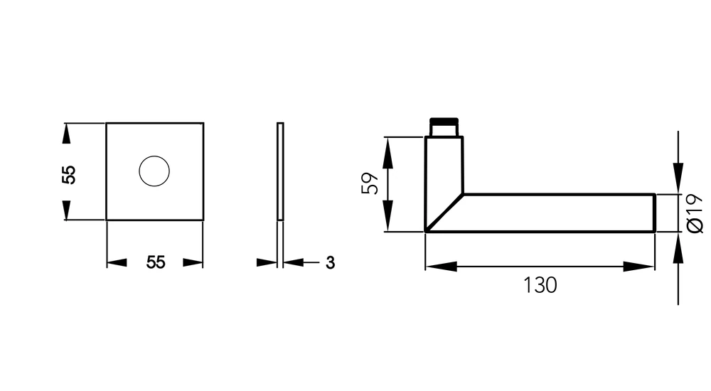 Technische Zeichnung [E900Q 0S 71] Karcher Türgriff-Garnitur E900Q (Edelstahl) (Ohne Schlüsselrosette)