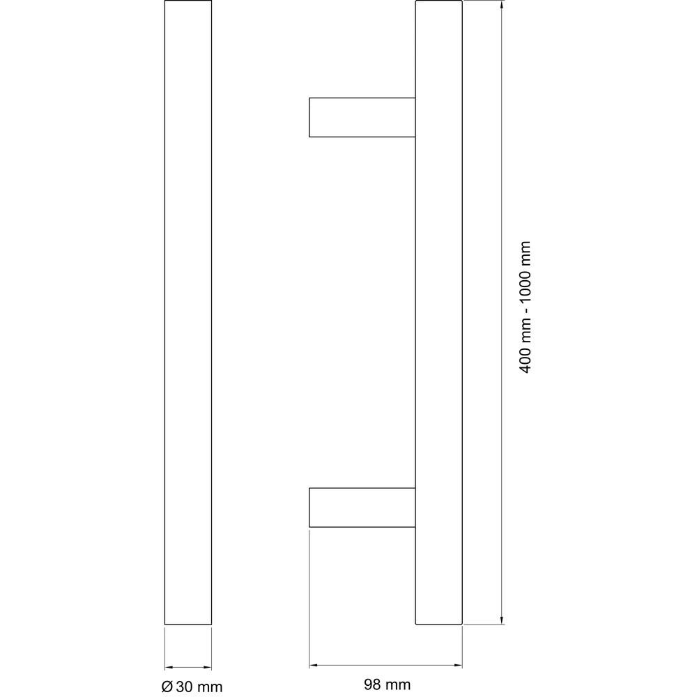 Technische Zeichnung [ES6Q 1000 71] Karcher Stoßgriff ES6Q (Edelstahl) (Edelstahl matt, 1000 mm)