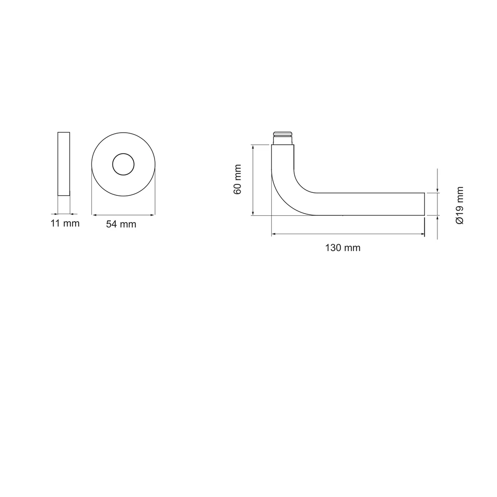 Technische Zeichnung [E100B 0S 71] Karcher Türgriff-Garnitur E100 (Edelstahl) (0S, ohne Schlüsselrosette)