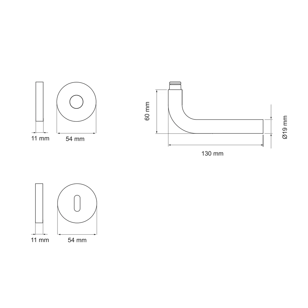 Technische Zeichnung [E100B BB0 71] Karcher Türgriff-Garnitur E100 (Edelstahl) (BB0, Buntbart)
