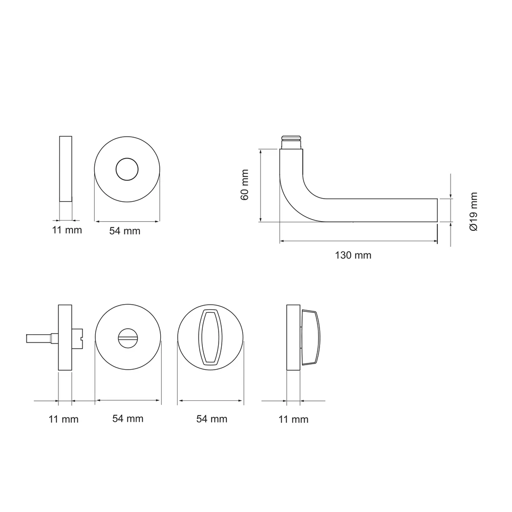 Technische Zeichnung [E100D BAD 71] Karcher Türgriff-Garnitur E100D (Edelstahl)