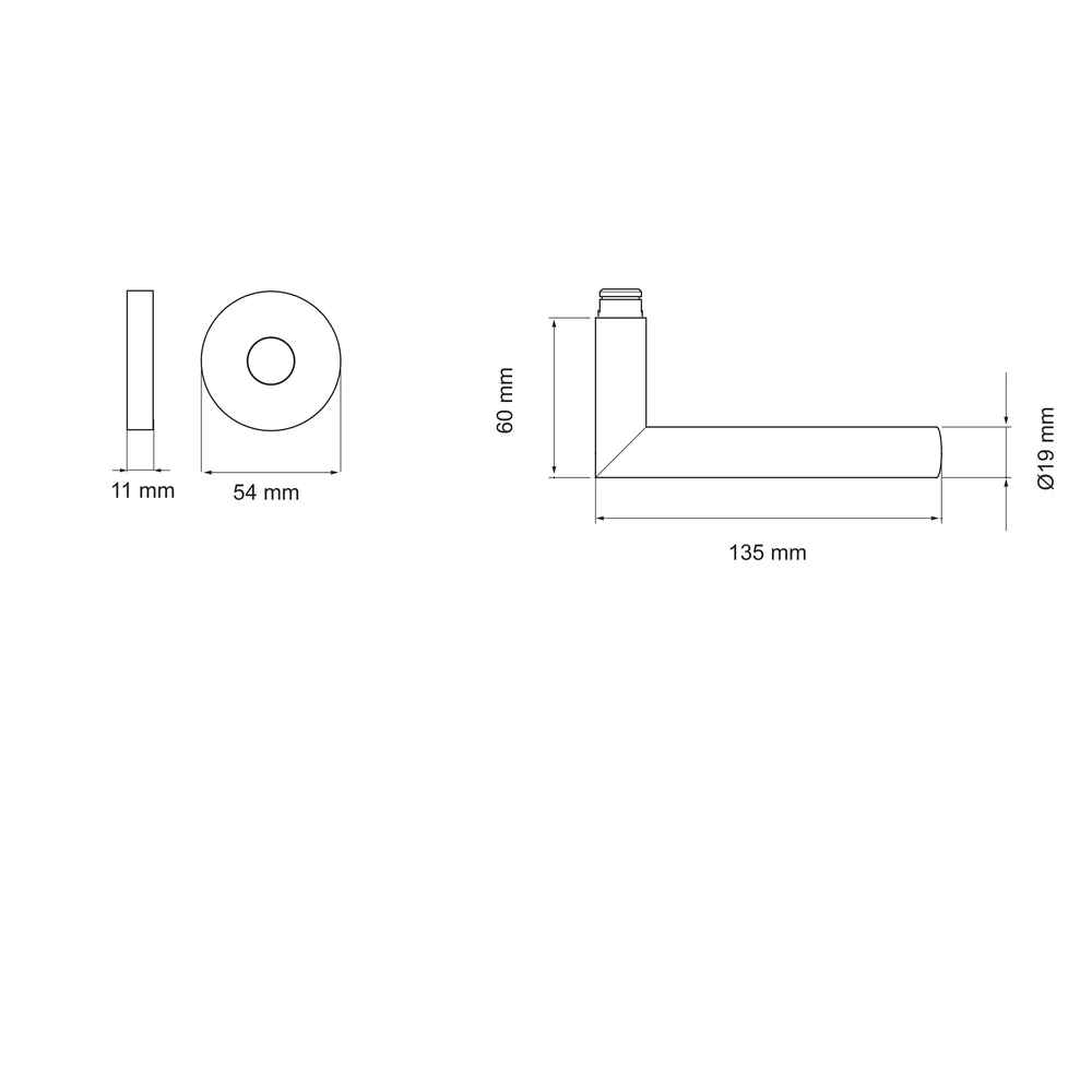 Technische Zeichnung [E400B 0S 71] Karcher Türgriff-Garnitur E400 (Edelstahl) (0S, ohne Schlüsselrosette)