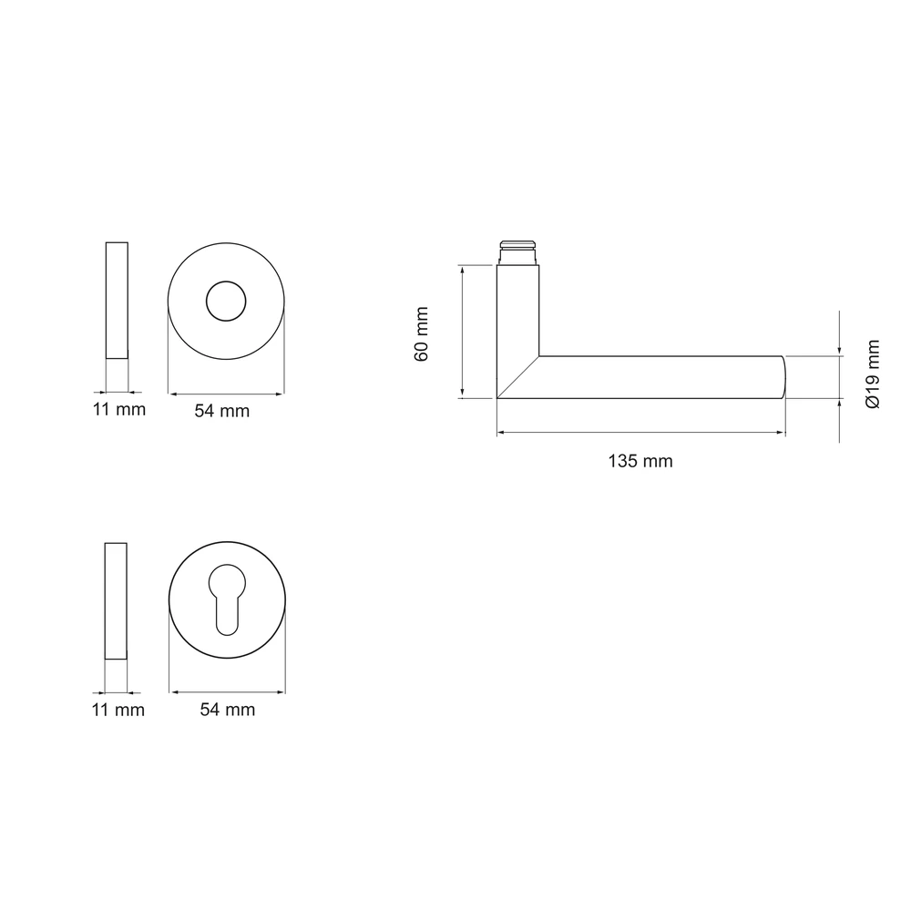 Technische Zeichnung [E400B PZ0 71] Karcher Türgriff-Garnitur E400 (Edelstahl) (PZ0, Profilzylinder)